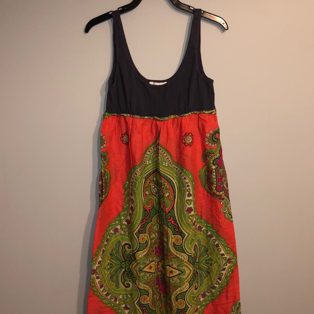 Anthropologie Lilka Long Gray Orange Multi Dress - Picture 1 of 6
